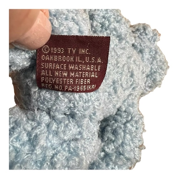 Ty Attic Treasures Teddy Bear Beanie Baby Blueberry Jointed 1993 plush‎ Blue 10” - Picture 6 of 6